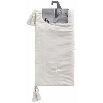Housse 60x60 cm en microfibre avec encart, pompons dune naturelle