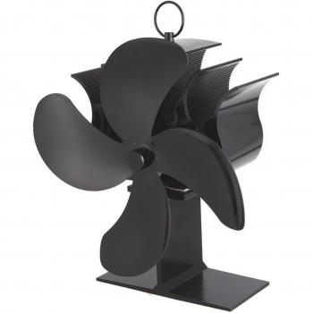 4-Blade Black Quiet Fireplace Heat Distribution Fan