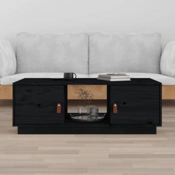 Table Basse Salon Noir 100x50x35 cm Bois Massif de Pin