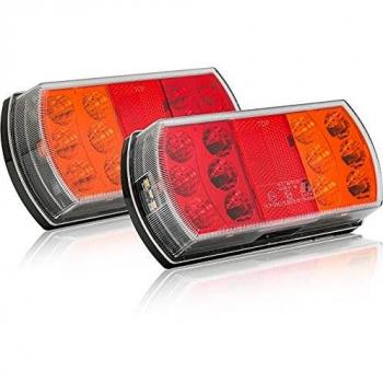 Hawkeye Feux de Remorque Arrière en LED 3 Fonctions pour Truck & Van (blanc et rouge, carré)