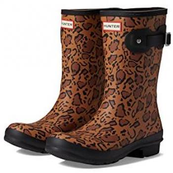 Hunter Original Kort Leopard Print Rubber Dams Wellingtonlaars – Rijk Tan