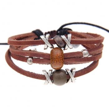 Leslii Mode-Schmuck: Damenbraunes Leder‑Keramikband