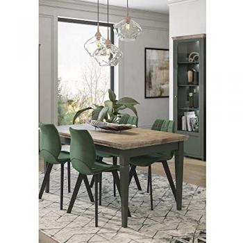 Esszimmer Tisch mit Vitrine im Landhausstil EPSOM-83 in Grün und Lefkas Eiche Nb