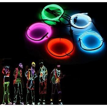 AUDEW 5x1M Waterproof Glowing Neon Rope Light Flexible EL Strip with Timer and Controller