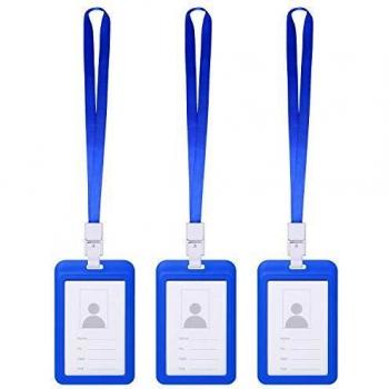 Vicloon Blue Cardholder Set (3x) mit Schulterriemen – hartes Plastik, Büro & Schulbedarf