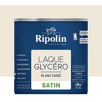 Ripolin Laque Glycéro Intérieur & Extérieur Satin Blanc Cassé 0,5L