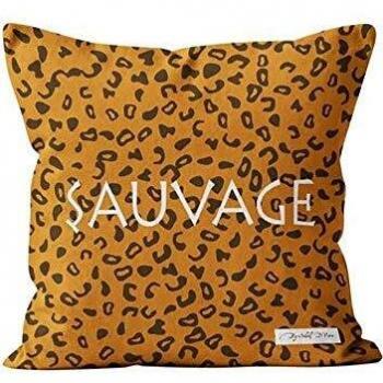 Tenture textile 40 × 40 cm – Housse « Soleil d’Ocre » à thème sauvage