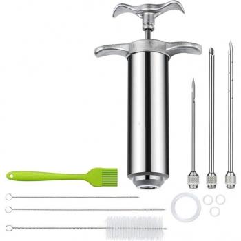 Seringue d'injection pour barbecue 2 oz avec baril de marinade et 3 aiguilles