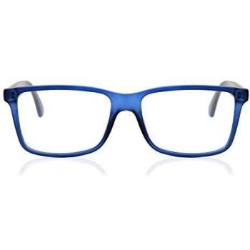 Square Full Rim Plastic Men's Prescription Glasses Blue Size 54