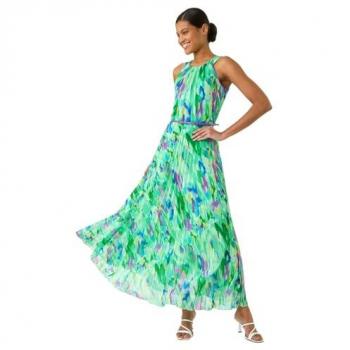 Robe Plissée Vert Flou Roman Taille 16