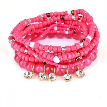 Conjunto de Pulseras con Cuentas y Borlas