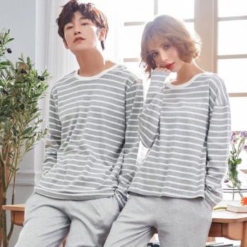 Pyjama couple XXL-M pour hommes et femmes, long, coton, manches longues, décor minimaliste, saison automne/hiver