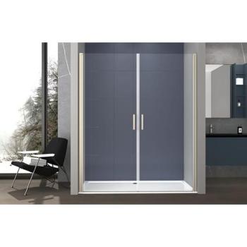 Vetro Doccia Box Nicchia 180 cm a Due Porte – 6 mm, Profilo Satinato Zeno