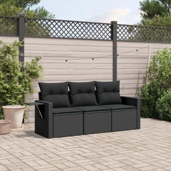 Salon Prolenta Premium Jardin – Kit 3 pièces, coussin noir résine tressée