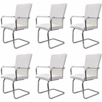 Freischwinger 6 Stück in Weiß Kunstleder