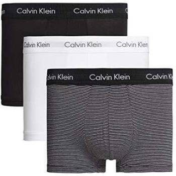 Calvin Klein Lot de 3 Boxers Taille Basse – Coton Stretch Maillot, Blanc/Rayé Noir et Blanc/Noir, XL Homme