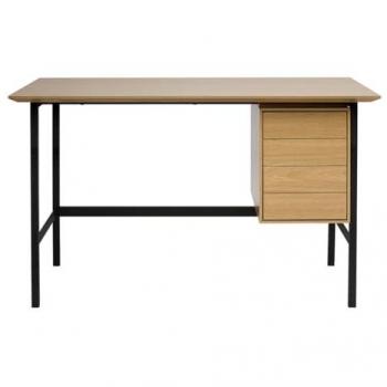 Bureau Maxence 120 cm en bois chêne et métal noir