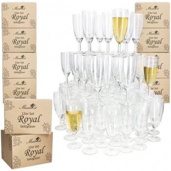 Champagne Glass Ensemble – MamboCat Royal Series – 120 Flutes – 140ml