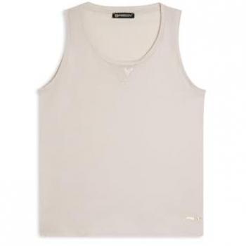 Canottiera Donna Regular Fit con Insetto Paillettes White Sand