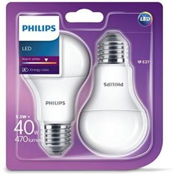 Philips E27 LED Frosted Bulbs, 5.5W