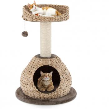 Costway Árbol de Juego para Gatos con Rascador en Sisal Natural y Nicho