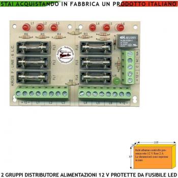Securvera 12V Distribuzione 2x6 con Fusibile + LED