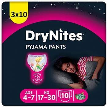 Huggies Drynites Girl Pyjama Pants 4/7 Anni M 17/30kg Pacco Singolo 10 Pezzi