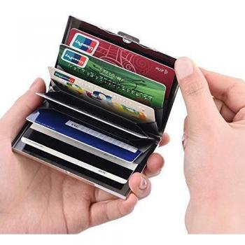 BONSYL Slim Metall Kreditkartenetui, RFID und NFC Schutz, für 6 Karten, für Damen und Herren
