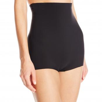 Maidenform Damen Miederpants Sleek Smoothers Hi-Waist Boy Short – Schwarze High-Waist-Body mit kurzen Beinen, Größe L