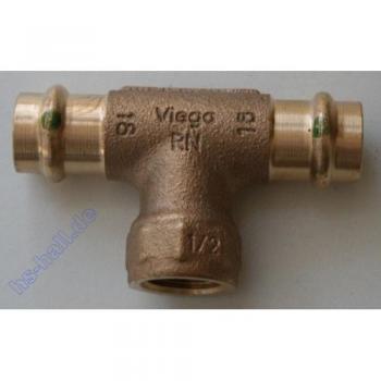 Viega Sanpress T-Stück 18mm x 1/2 x 18mm, Rotguss/Siliziumbronze, SC-Contur