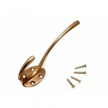 Hat and Coat Robe Hook Polished Brass + Screws (100 Pack)