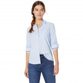 Tommy Jeans Femme ORIGINAL LIGHT OXFORD Blouse Manches Longues Bleu (Serenity 400) X-Small