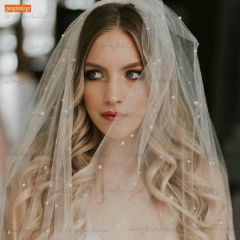Soft Bridal Veil 0.75 Meter Long Ivory with Pearl and Comb