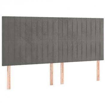Testiera Grigio Chiaro con Illuminazione LED 180x5x118/128 cm in Velluto