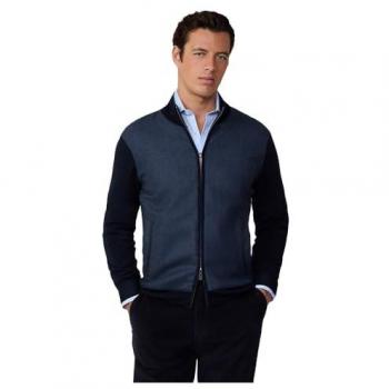 Maglione Hyb Birdseye con Zip Completo Uomo Blu Notte