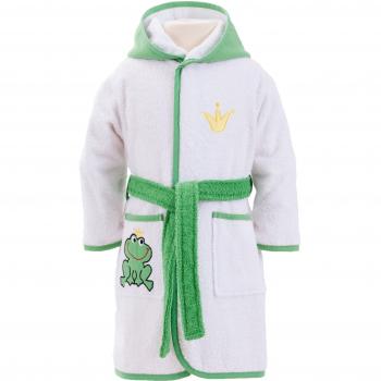 Weiß-grüner Kinderbademantel Froschkönig von Smithy, Größe 98/104