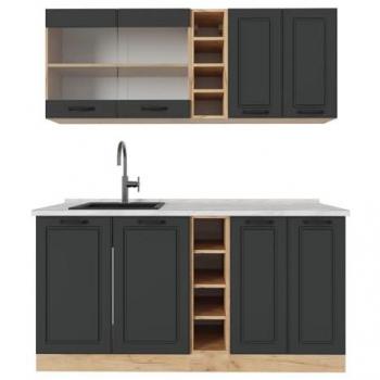 R-Line Vicco Cucina 160cm – Antracite e Rovere Dorato per la Casa di Campagna, PL Marmo