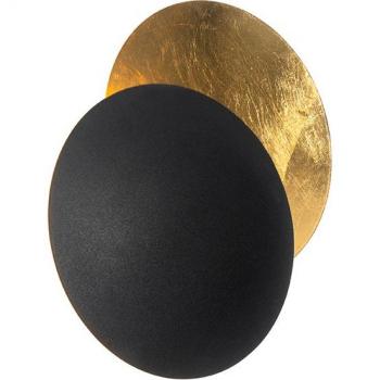 Lámpara de pared redonda negra con oro