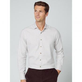 Hackett London Camisa de Cuadros Azul Marino con Toque Brushed