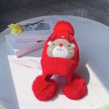 Festive Elk Knitted Beanie for Children