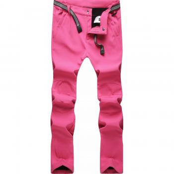 DENGBOSN Femme Pantalon Softshell Imperméable Pantalon Randonnée Thermique Étanche Coupe-Vent Hiver Automne Pantalon de Montagne Escalade Ski (Petit, A Rose)