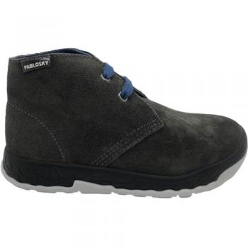 Botines de Niño Piel Natural Ceniza con Cordones