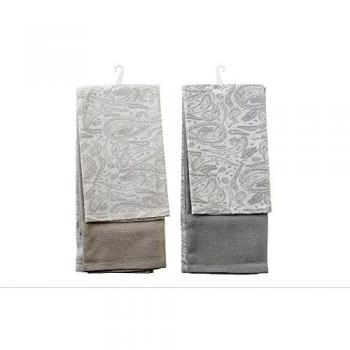 Torchons DKD Home Decor Gris Beige Coton (2 pièces)