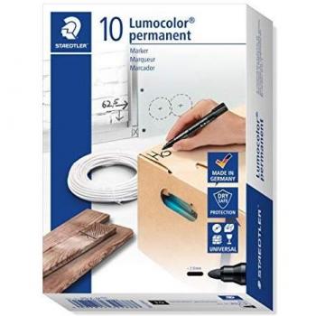 Pack de 10 marqueurs permanents Lumocolor noirs Staedtler, pointe ronde de 2 mm