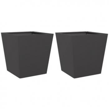VidaXL Steel Garden Planters Black 2 pcs 40x40x40 cm