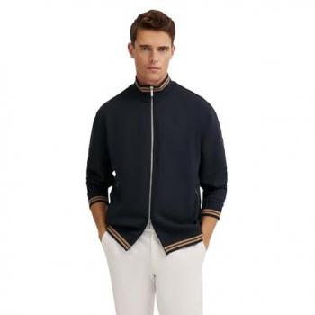 Marine‑Bugatti Sweatshirt Stehkragen & Reißverschluss