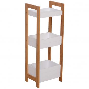 HOMCOM 3 Tier Storage Shelf Bamboo Organiser Bathroom Shower Caddy Display Rack Baskets