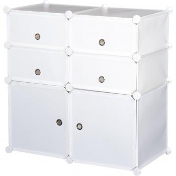 Armadio Guardaroba Scarpiera Modulare in Plastica 6 Cubi Bianco