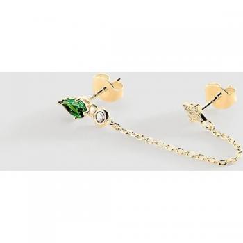 Oxyde de Zirconium en Arg. Doré : Boucles d’Oreilles AGATHA Astral avec Chaîne