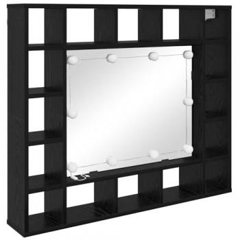 Rangement miroir en chêne noir – 91 × 15 × 76,5 cm (bois d’ingénierie)
